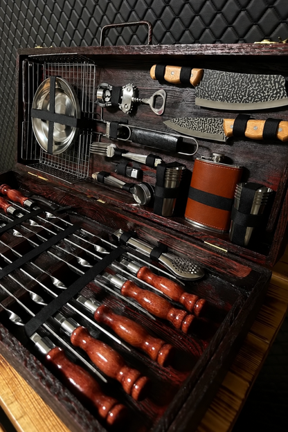 “HEARTY” Skewer Set in a Wooden Case