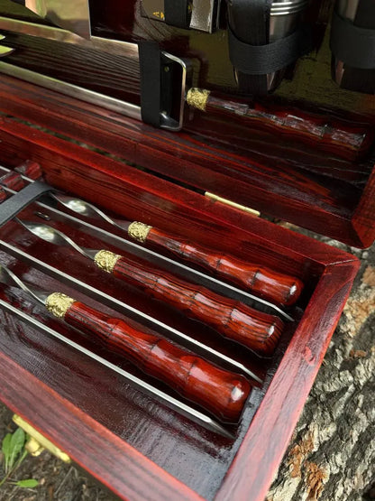 Skewer Set in a Wooden Case "RED VELVET"