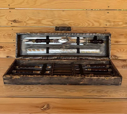 Skewer Set in a Wooden Case "BLACK OAK"