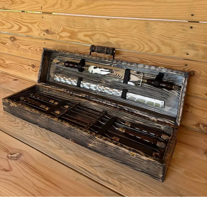 Skewer Set in a Wooden Case "BLACK OAK"