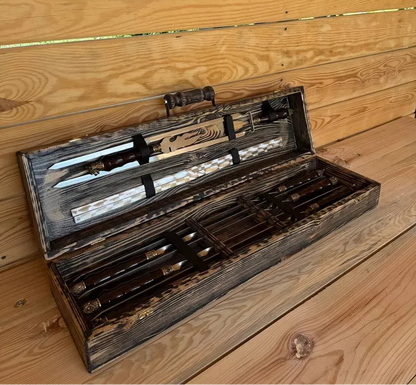 Skewer Set in a Wooden Case "BLACK OAK"
