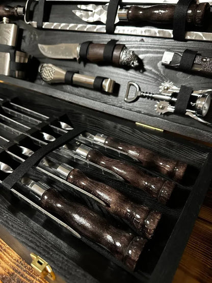 "FIRE" Skewer Set in a Wooden Case