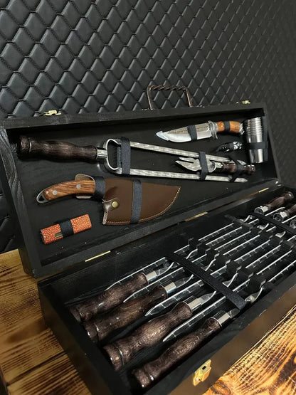 "FIRE" Skewer Set in a Wooden Case