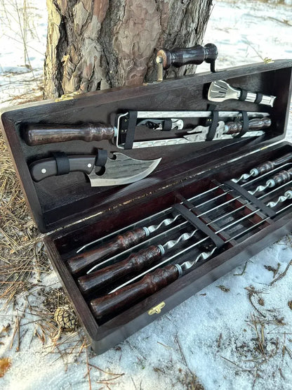 Skewer Set in Wooden Case "FIAT"