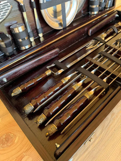 "PRINCELY" Skewer Set in a Wooden Case