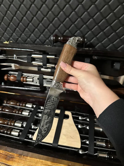 "EAGLE" Skewer Set in a Wooden Case