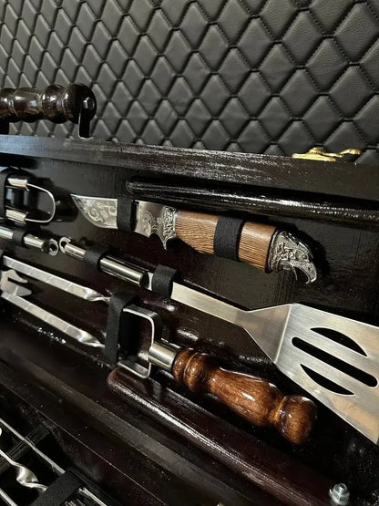 "EAGLE" Skewer Set in a Wooden Case