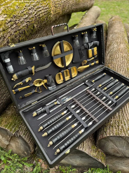 "NOBLEMAN" Skewer Set in a Wooden Case