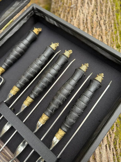 "NOBLEMAN" Skewer Set in a Wooden Case
