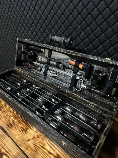 "ZEBRA" Skewer Set in a Wooden Case