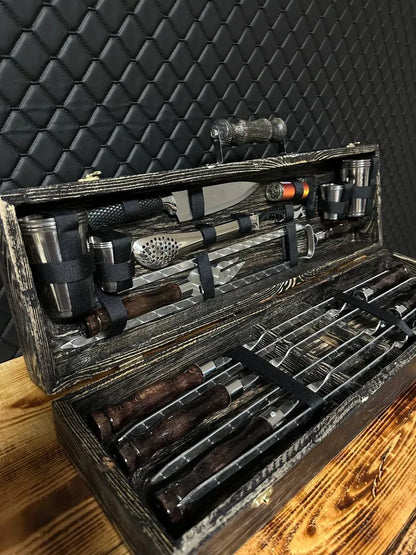"ZEBRA" Skewer Set in a Wooden Case